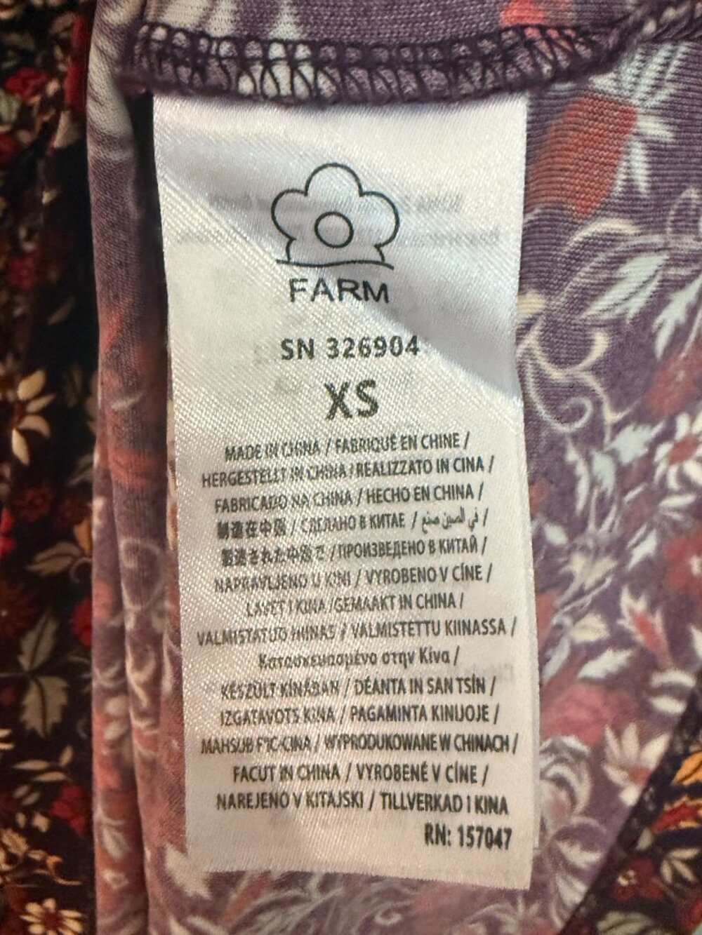 Farm Rio Chelsea Garden Floral Applique Long Sleeve Jersey Midi Dress size XS - Picture 12 of 13